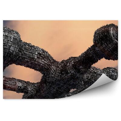 Öntapadó fotótapéta 3D futurisztikus ufo űrhajó égbolt felhők