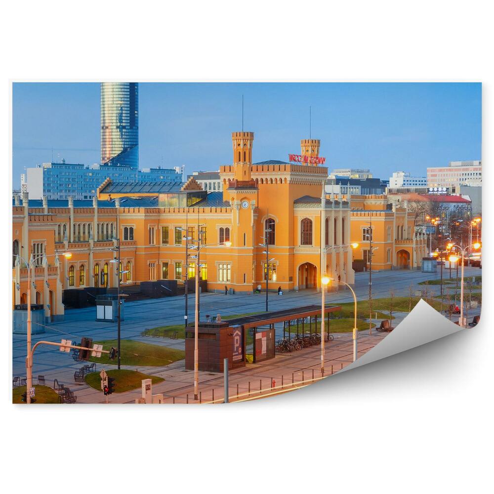 Poszter tapéta Wrocław főpályaudvara, járda, égbolt