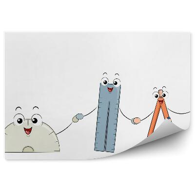 Fotótapéta Geometrikus tanszerek, ceruza, vonalzó, mosolygós arcok