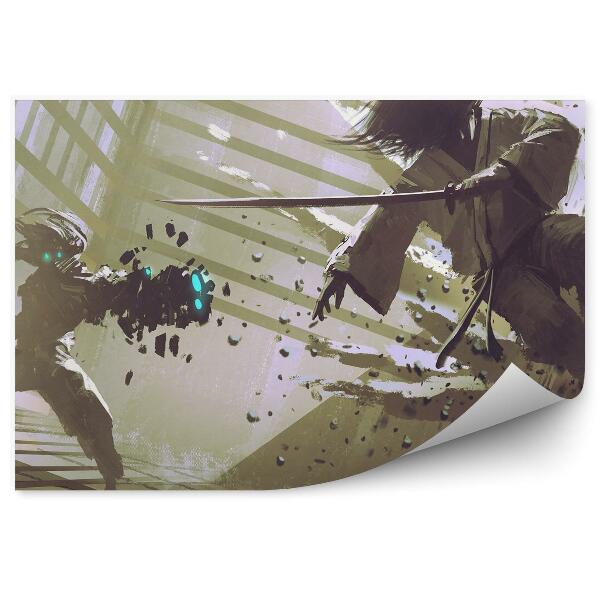 Öntapadós fotótapéta Sci-fi szamuráj robotharc