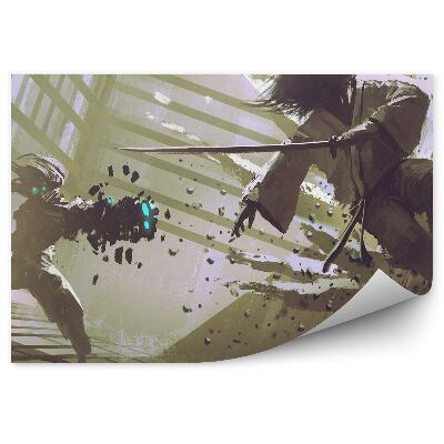 Öntapadós fotótapéta Sci-fi szamuráj robotharc