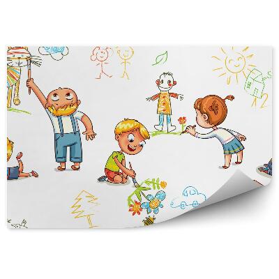 Poszter tapéta Képzőművészeti művészet festett rajz gyerekek örömét