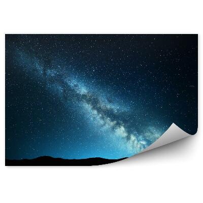 Fotótapéta Éjszakai táj Tejút és éjszakai kék csillagos ég dombokkal