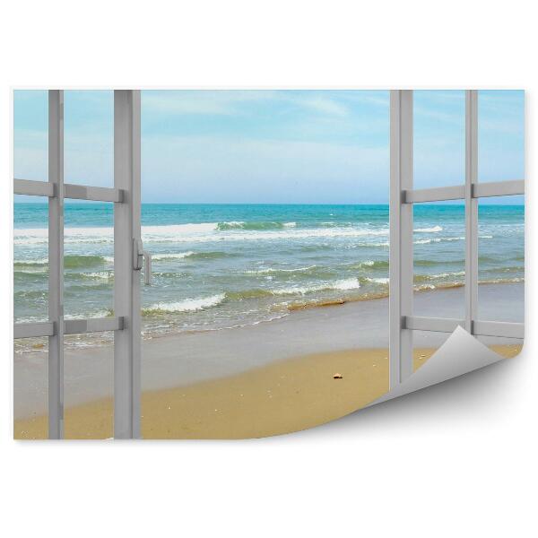 Fotótapéta Nyitott ablak a strandra és a lágy hullámokra