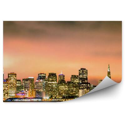 Poszter tapéta felhőkarcolók kalifornia épületek fények óceán naplemente