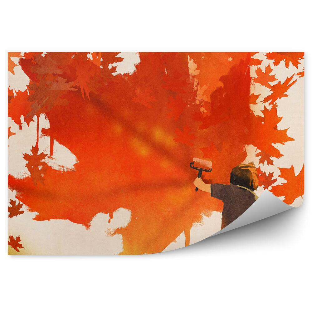 Öntapadós fotótapéta Gyermek festés juharlevél grafika