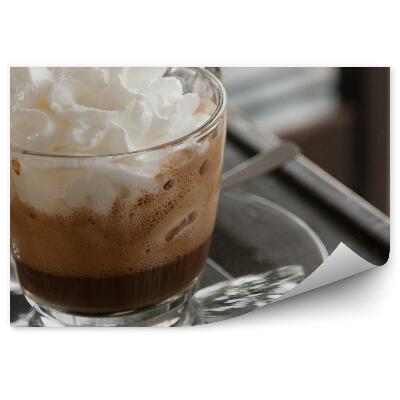 Modern Fotótapéta Bécsi kávéscsésze habos tejszínhabos fából készült asztal