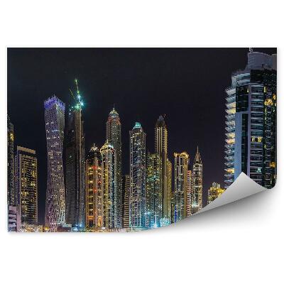 Poszter tapéta Éjszakai panoráma az öböl lámpáinak építéséről