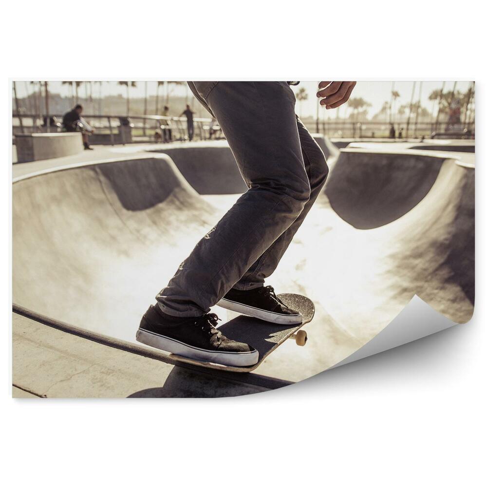 Fotótapéta Skatepark padok emberek pálmafák gördeszka extrém sport