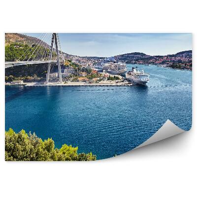 Öntapadós fotótapéta Híd kikötő hajók város építészet