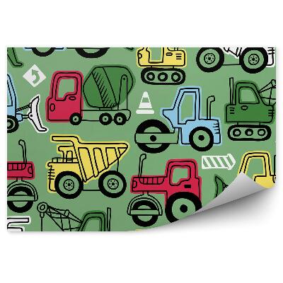 Poszter tapéta Zöld háttér egy építőipari autó egy fiú számára