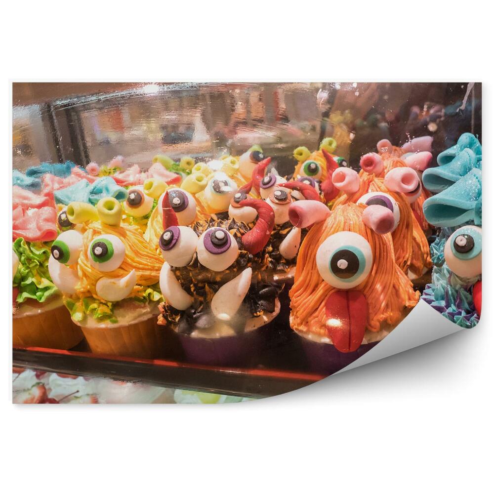 Kép Tapéta Halloween cupcakes cukormáz lények édes desszertek