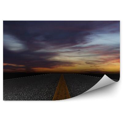 Fotótapéta Éjszakai kilátás az út közelről az aszfalton