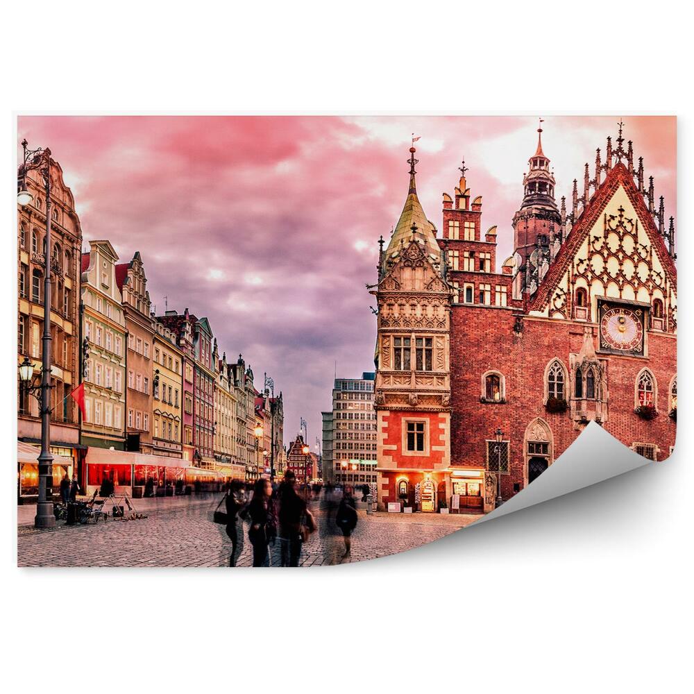 Poszter tapéta Wrocław piac városháza emberek naplemente