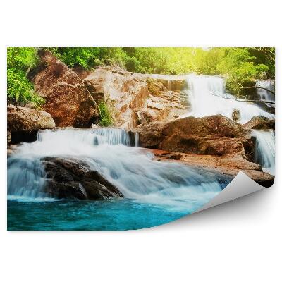 Fotótapéta Vízesés sziklák víz növényzet