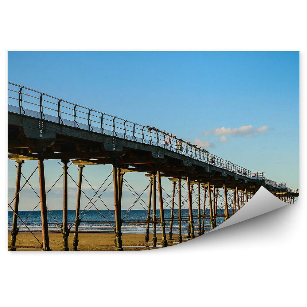 Öntapadós fotótapéta falra Pier beach óceán tengeri égbolt felhők