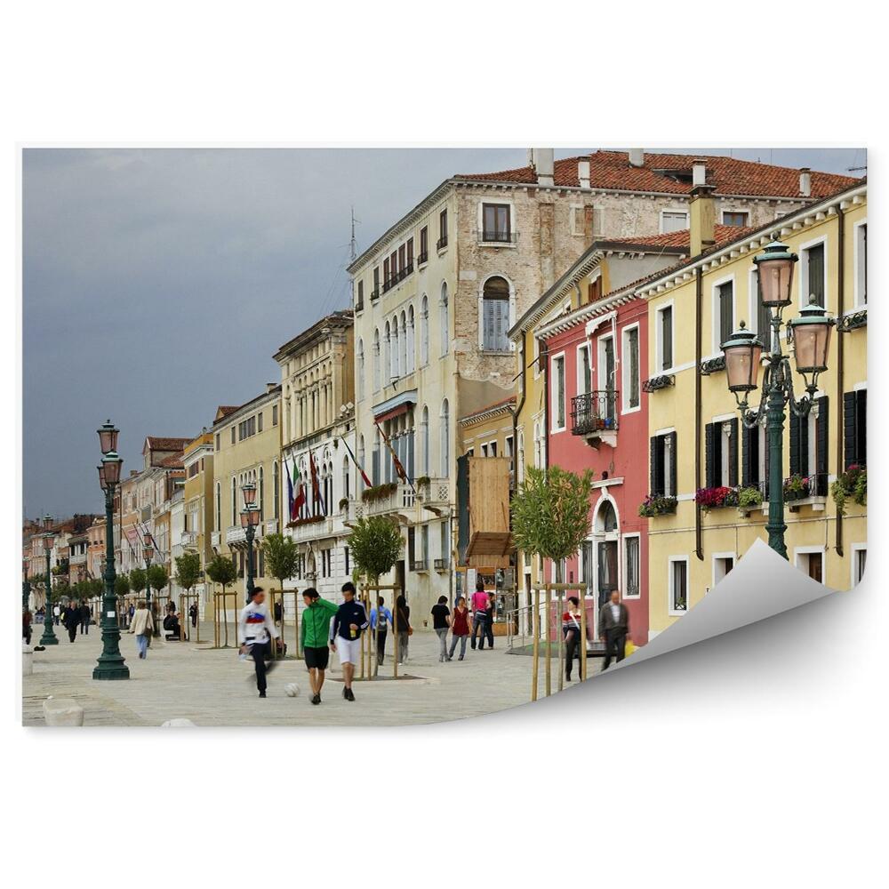 Fali poszter tapéta Városi emberek színek felhős égbolt