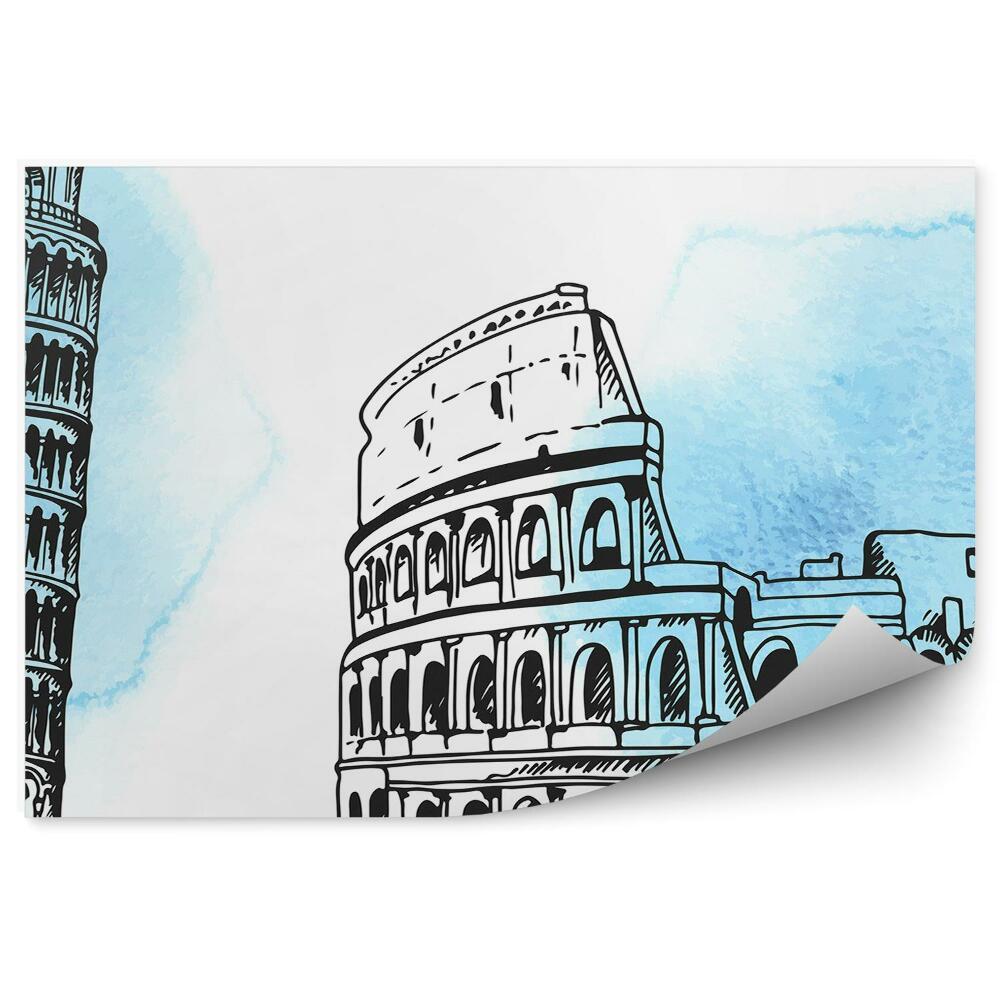 Poszter tapéta Torony pisa Colosseum rajz