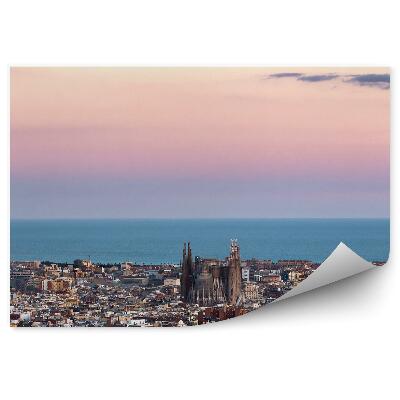 Fotótapéta Sagra Familia város látképe naplemente Barcelona