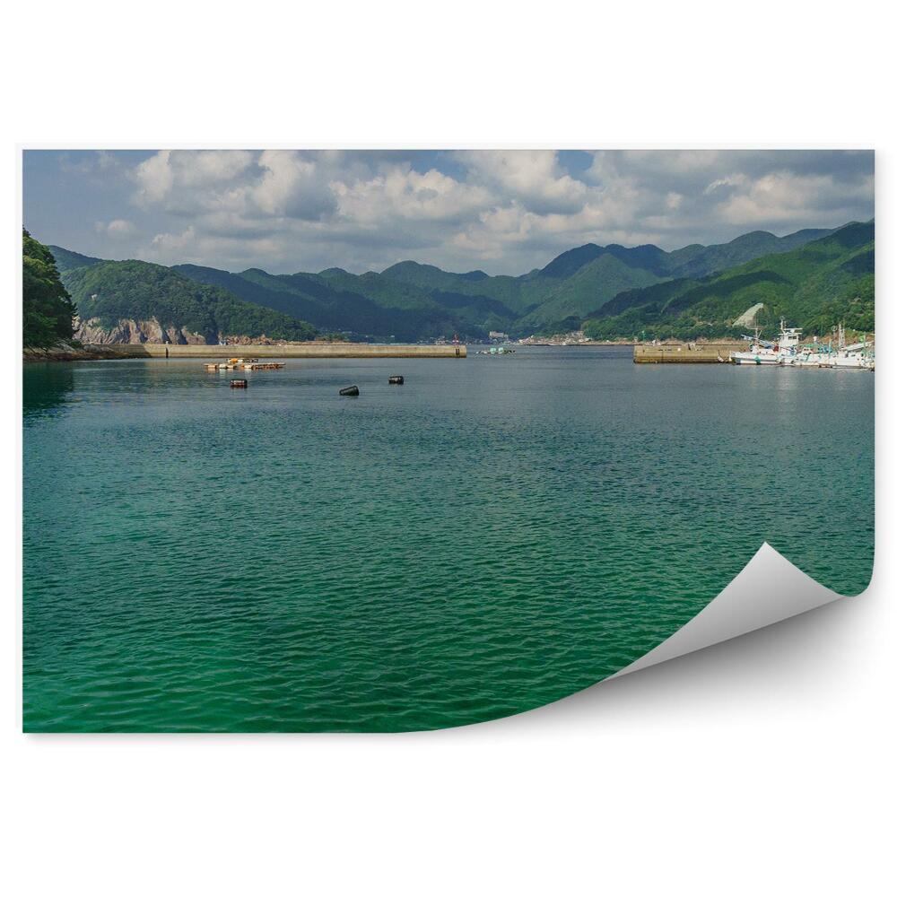 Poszter tapéta Yachtok óceán fák ég felhők