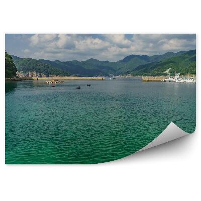 Poszter tapéta Yachtok óceán fák ég felhők