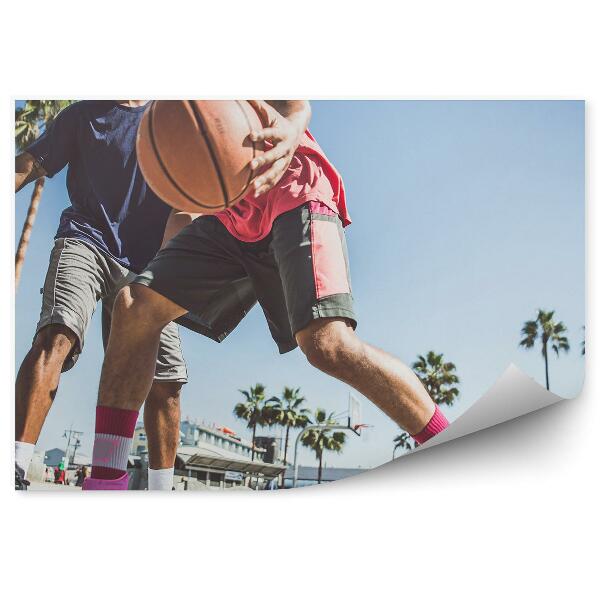 Fotótapéta Kosárlabdázók labdapálya pálmafák épülete