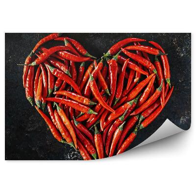Fotó poszter tapéta Szív alakú bors zöldség fekete háttér