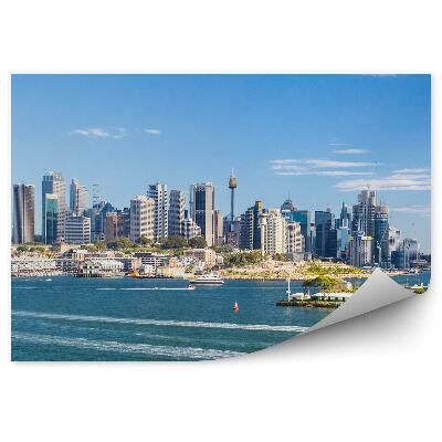 Poszter tapéta felhőkarcolók fák hajók óceán ég felhők Sydney