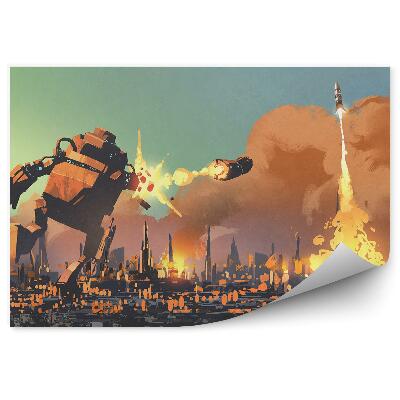 Fotótapéta Óriás robot rakétavárost indít