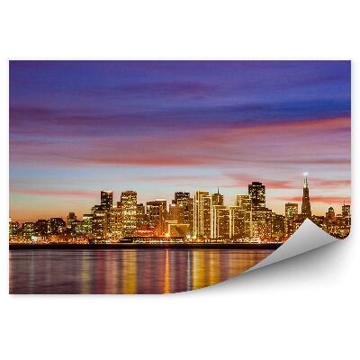 Fotótapéta felhőkarcolók kalifornia épületek fények óceán naplemente