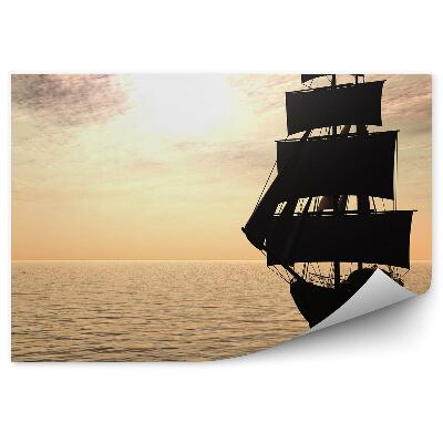 Poszter tapéta Hajó a tengeren napkeltekor