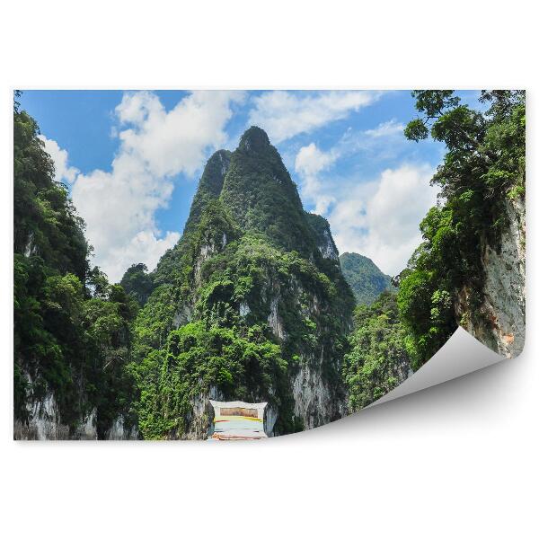 Öntapadós fotótapéta Kilátás egy csónakból a sziklaszirtekre Thaiföldön