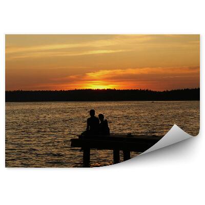 Fotótapéta Naplemente vízi erdei móló