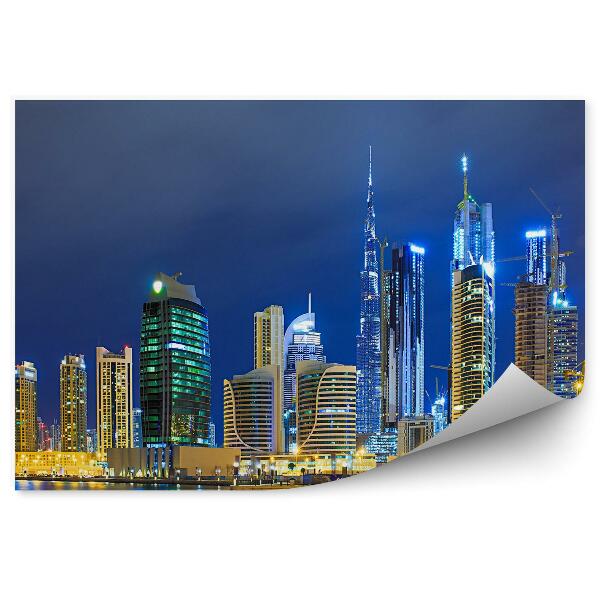 Öntapadós fotótapéta Felhőkarcolók óceán tenger épületek éjszakai fények