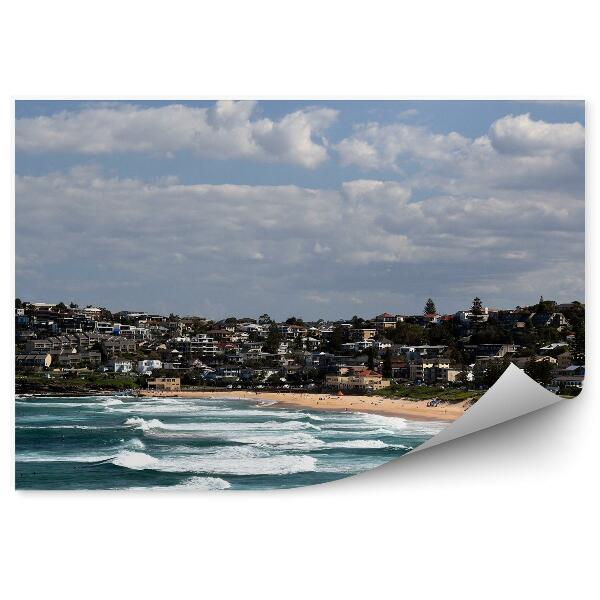 Modern fotótapéta Épületek óceán hullámai strand ég felhők