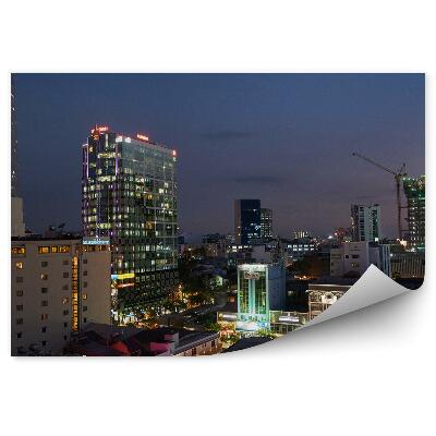 Fotótapéta felhőkarcolók épületek éjszaka Tokió Japánban
