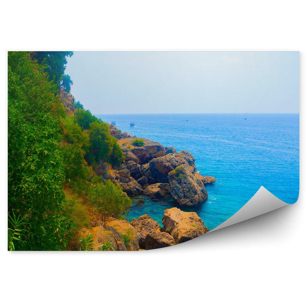 Poszter tapéta Köves tengerpart horizont kék