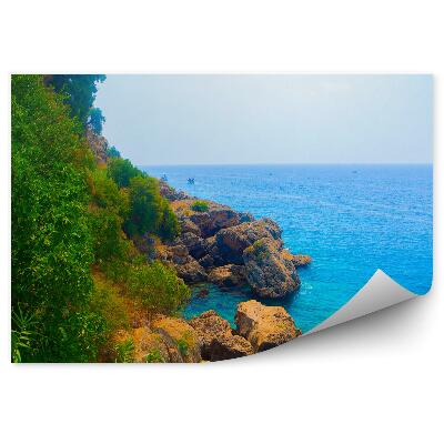 Poszter tapéta Köves tengerpart horizont kék