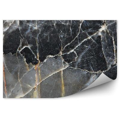 Fotótapéta Sötét márvány fehér és sárga repedésekkel