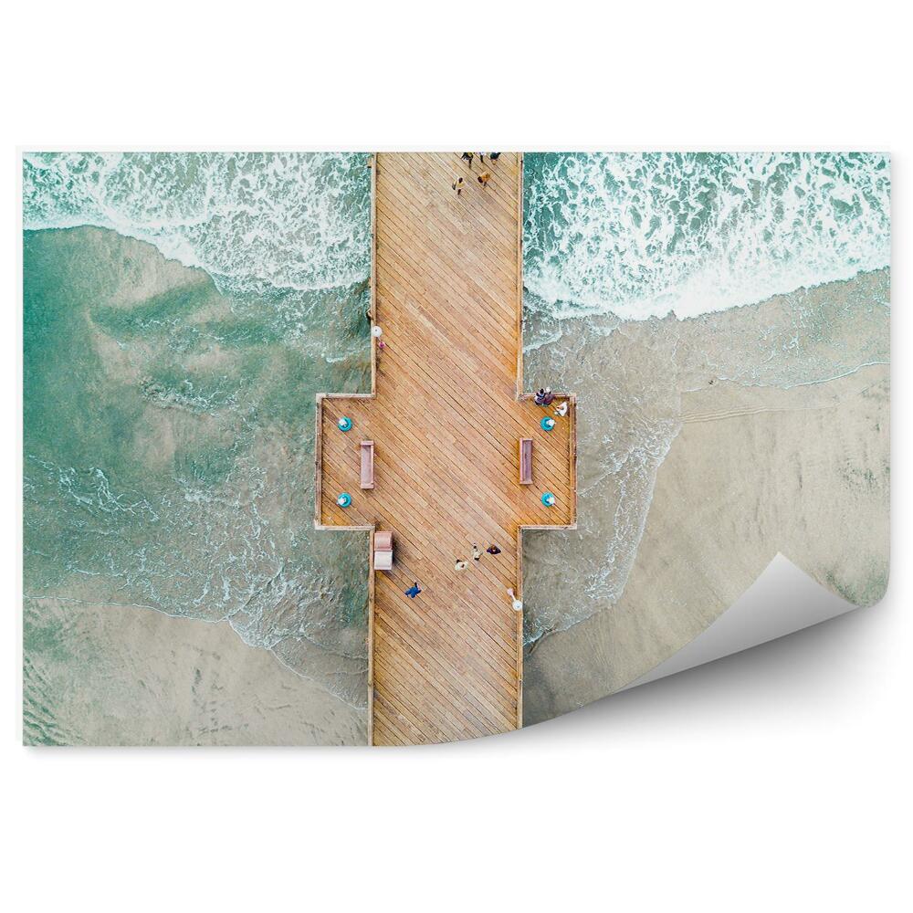 Modern fotótapéta Légifelvételek padok emberek strand víz óceán tenger