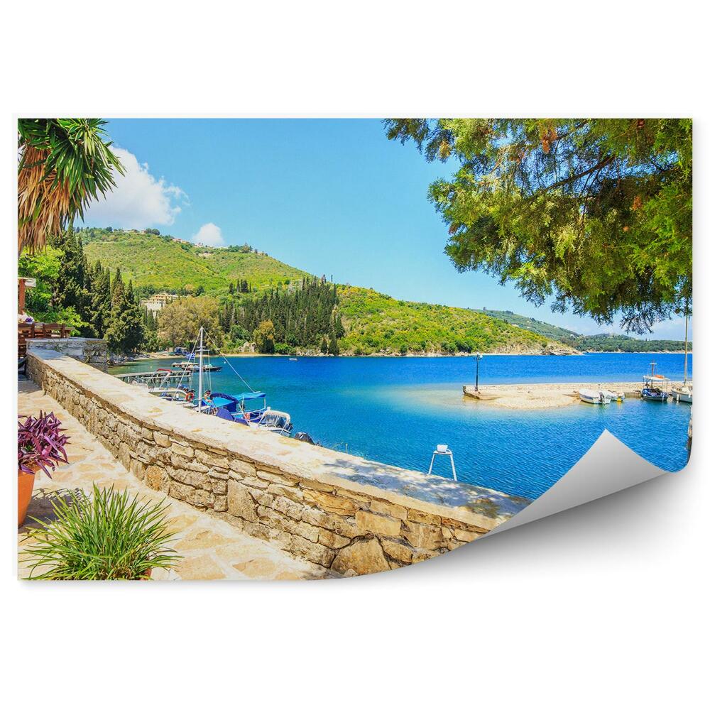 Modern fotótapéta Hajók Korfu kikötőjében, Görögország, természet, növényzet