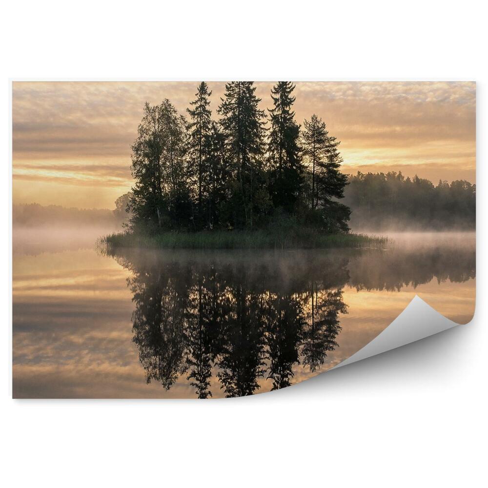 Poszter tapéta Tájkép naplemente sziget köd