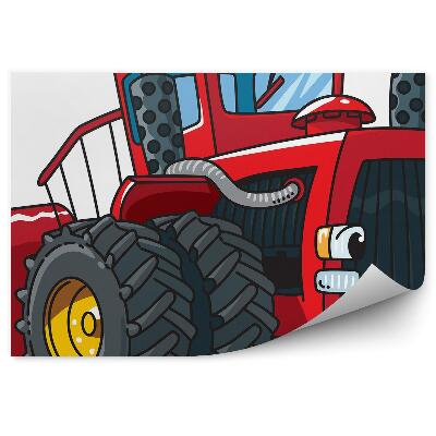 Poszter tapéta Mosolygó piros traktor nagy kerekekkel