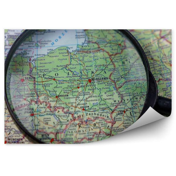 Fotótapéta Nagyító Lengyel zöld térkép