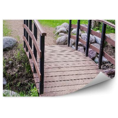 Modern fotótapéta Fából készült híd kövek fák fű út