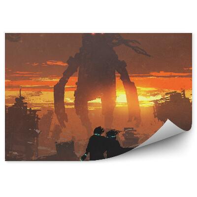 Öntapadós fotótapéta Egy óriási robotfegyver teszi tönkre a várost