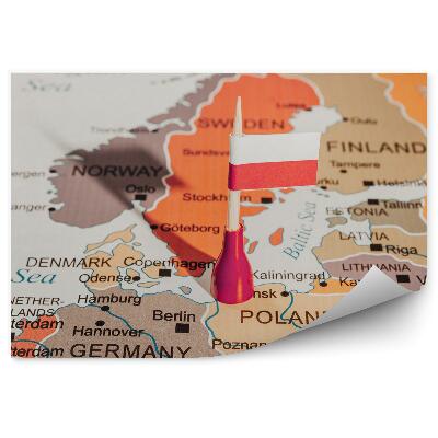 Fotótapéta Európa Térkép Lengyelország zászló gyalog