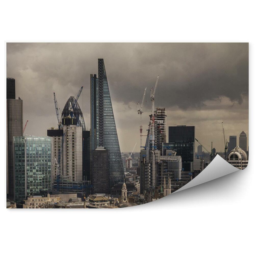 Fotótapéta Temze, csónakok, égbolt, felhők, kilátókerék, London, hidak