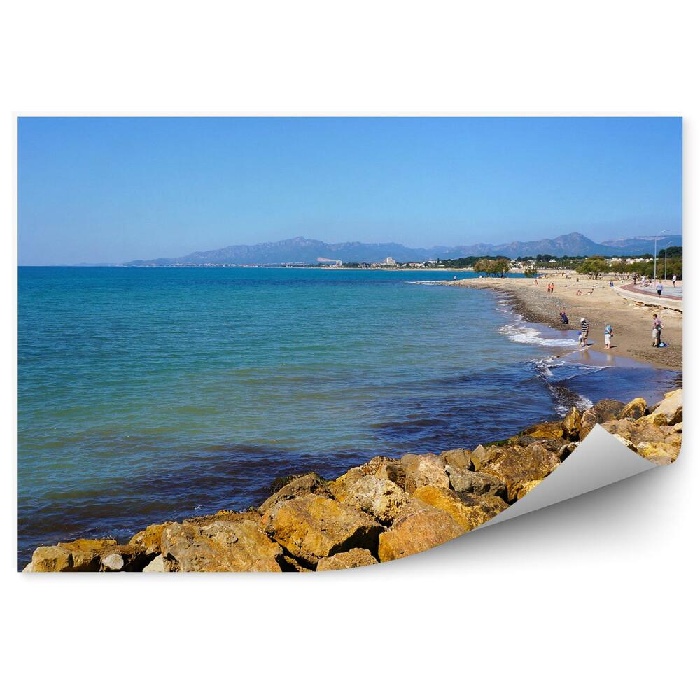 Öntapadó fotótapéta tenger partján spanyol tengerpart vízi dombok