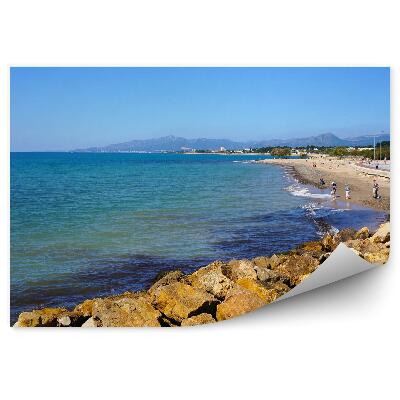 Öntapadó fotótapéta tenger partján spanyol tengerpart vízi dombok